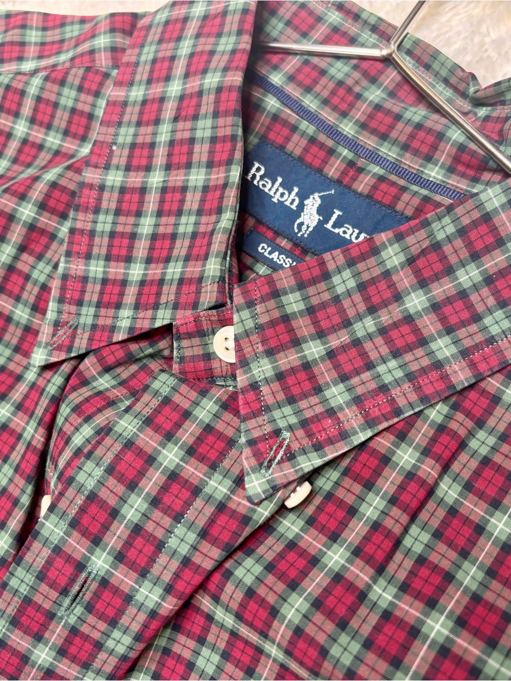 Ralph Lauren Red and Green Plaid Button-Down Shirt Classic Fit